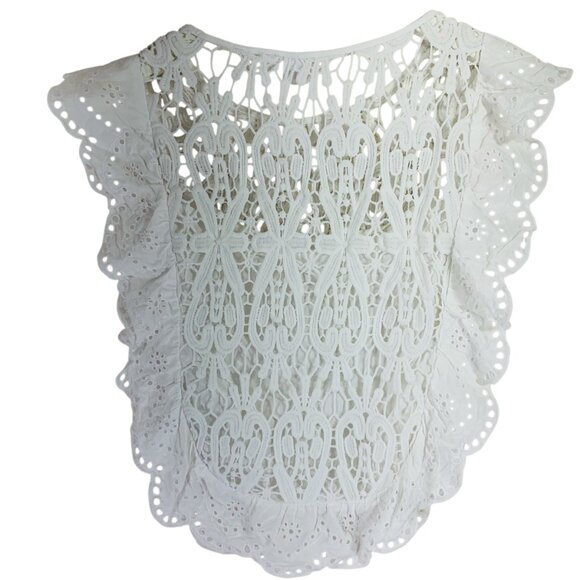 Gap white eyelet lace  sleeveless ruffle top size xs - Picture 8 of 16